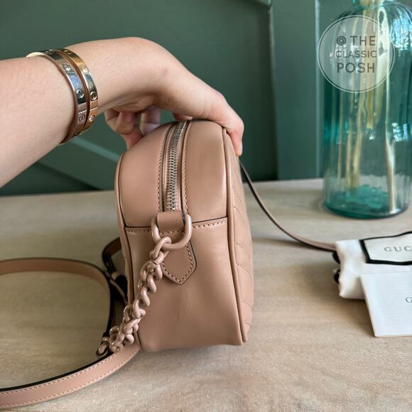 New Gucci Marmont Small Camera Bag Beige Monotone Crossbody Bag - Picture 5 of 10